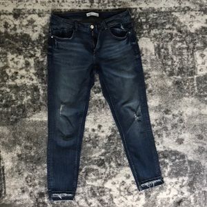 Zara cropped distressed skinny jeans